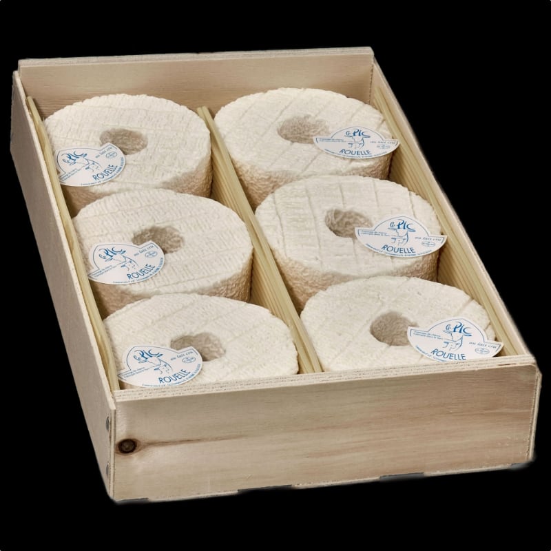 Fromage de chèvre Rouelle blanche 250 g LE PIC en cagette bois